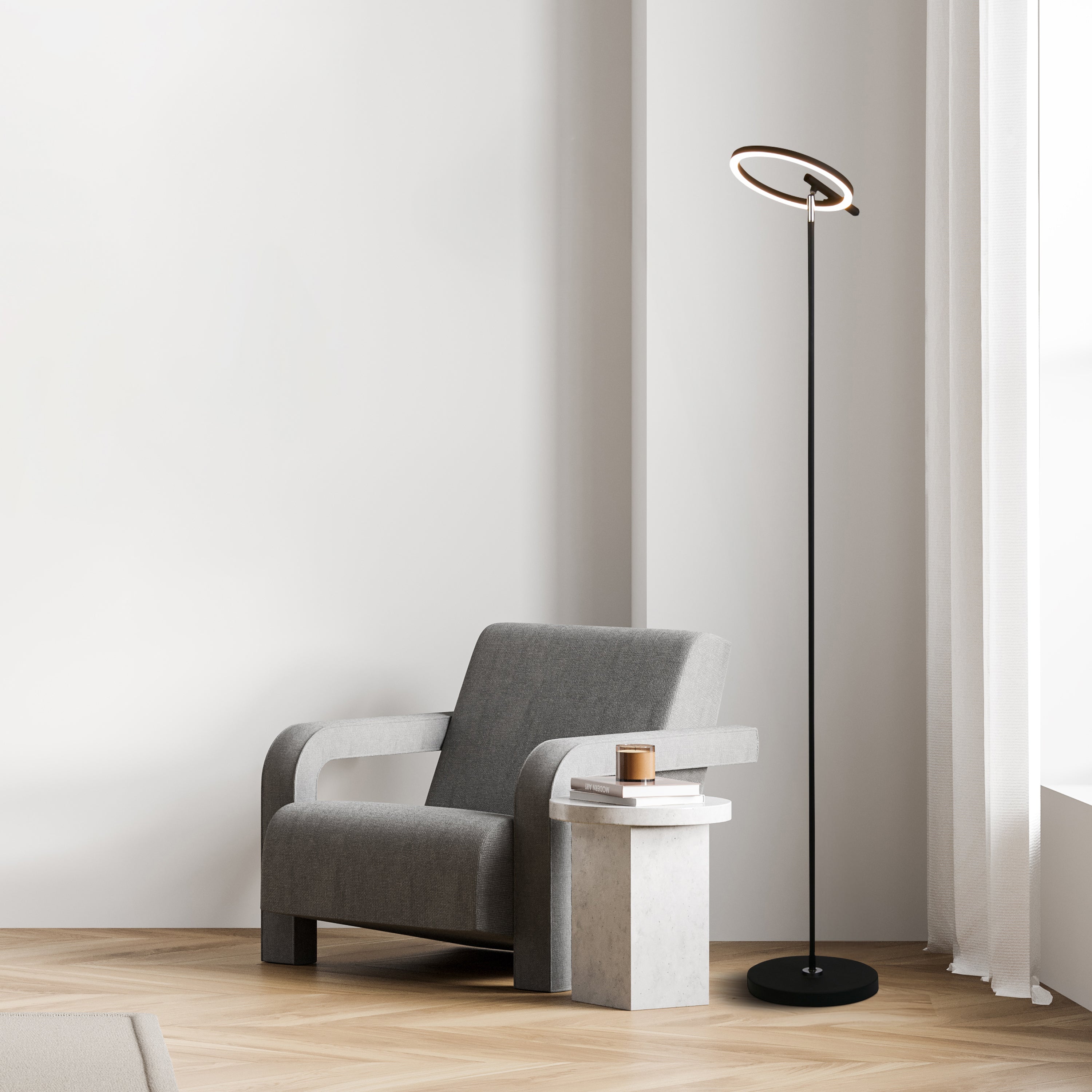 Searchlight Space Vloerlamp - Zwart