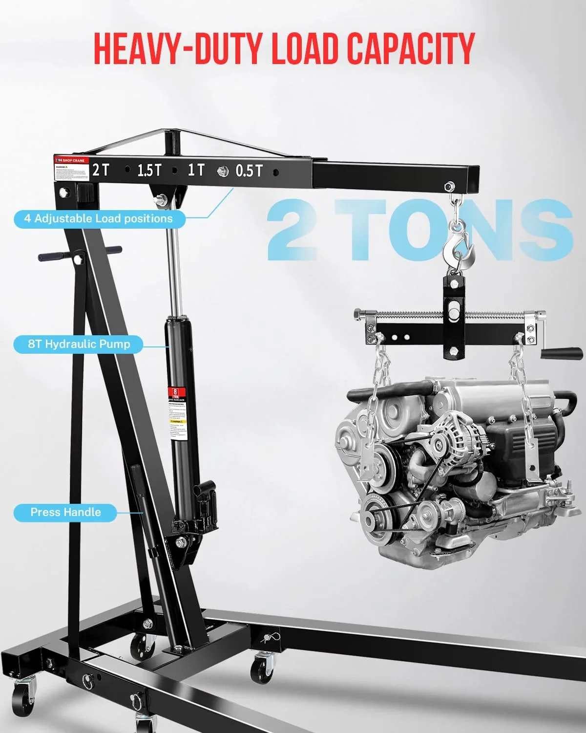 Garvee 2 Ton Hydraulic Folding Shop Crane Engine Hoist With Lever - Image 18 Garvee 2 Ton Hydraulic Folding Shop Crane Engine Hoist With Lever - Image 18