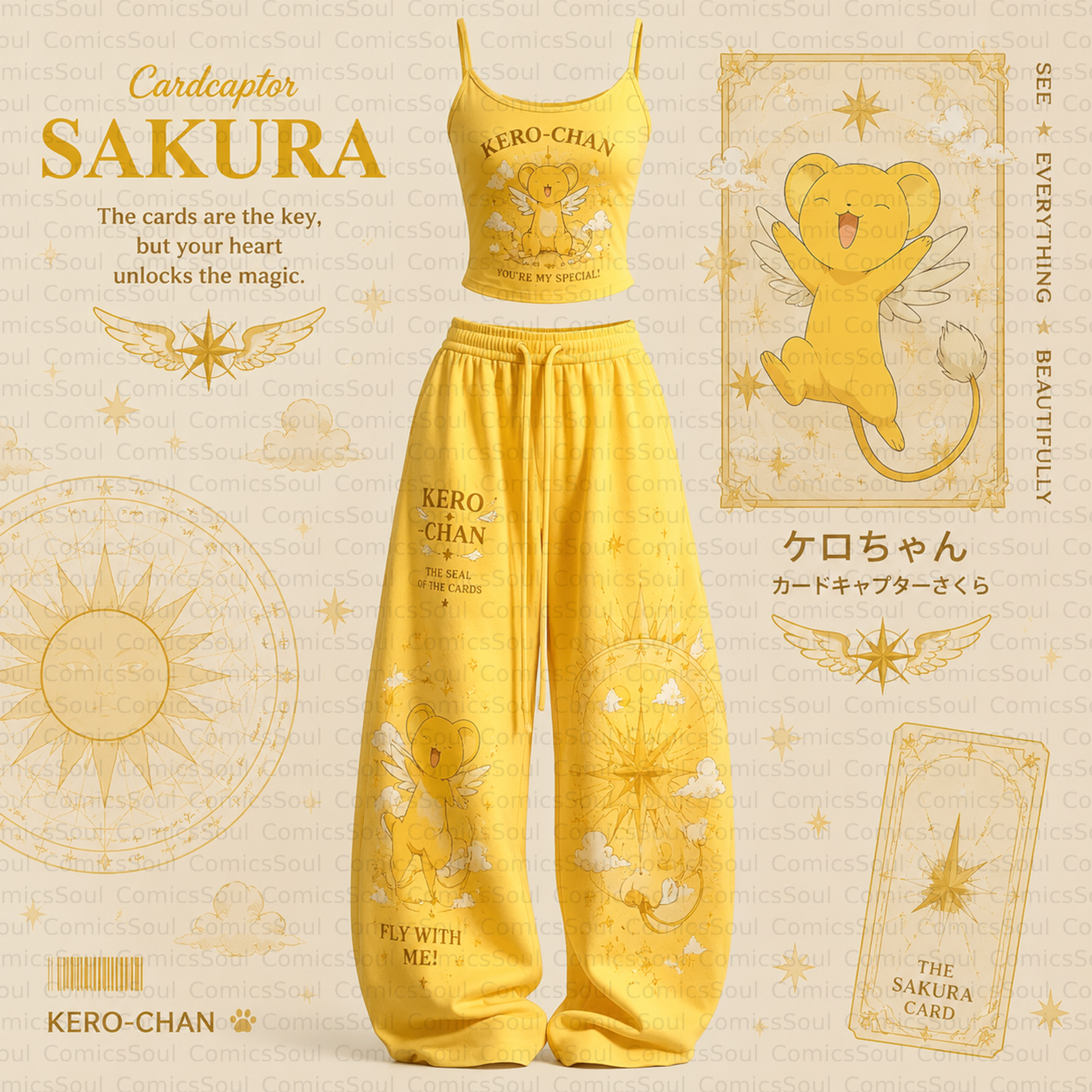 Cardcaptor Sakura Top & Elasticated Trousers Two-Piece Set TeeThreads Sustain the Scene with Custom Apparel