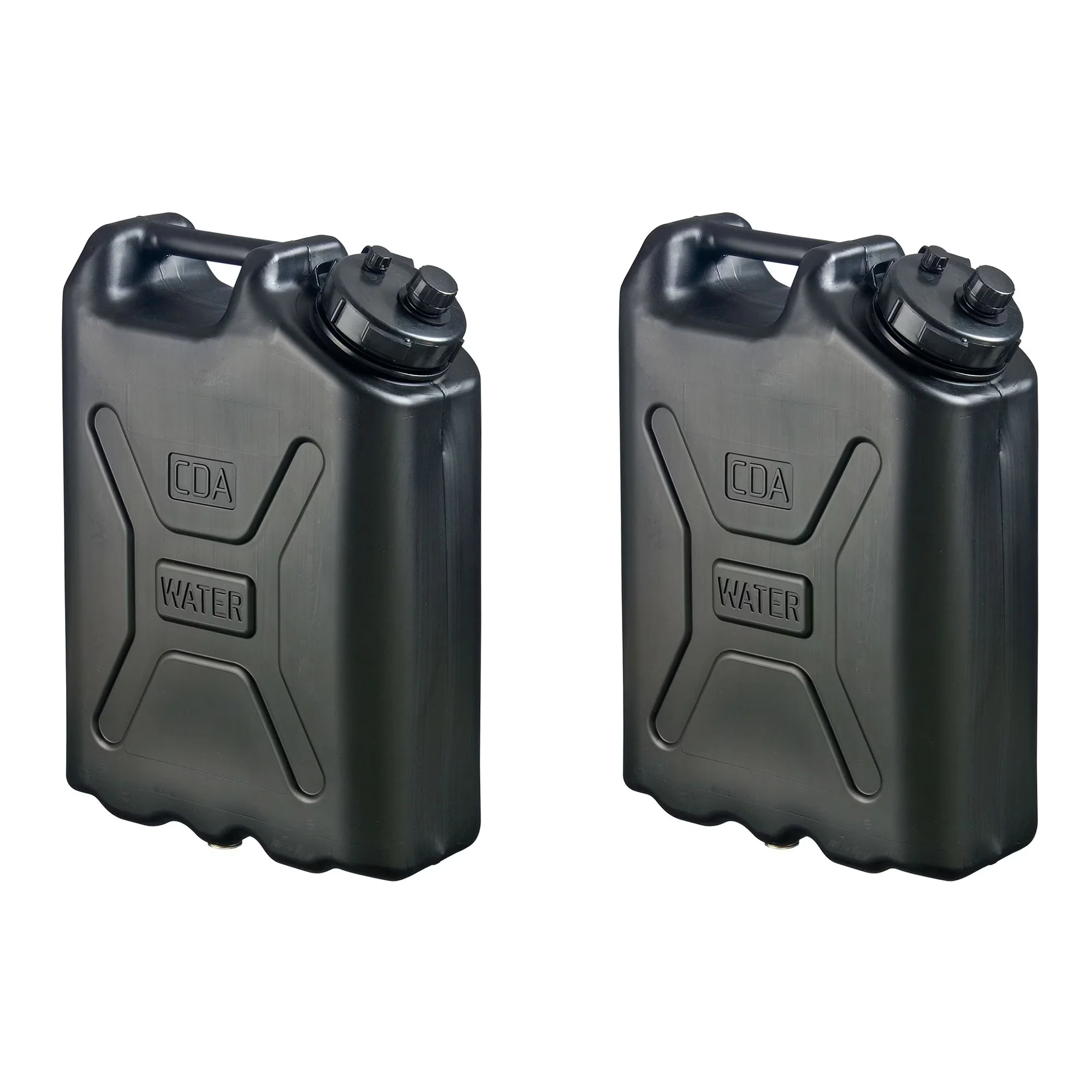 Scepter Heavy Duty Military Style Water Container, 5 Gallon, Black - 2 Pack
