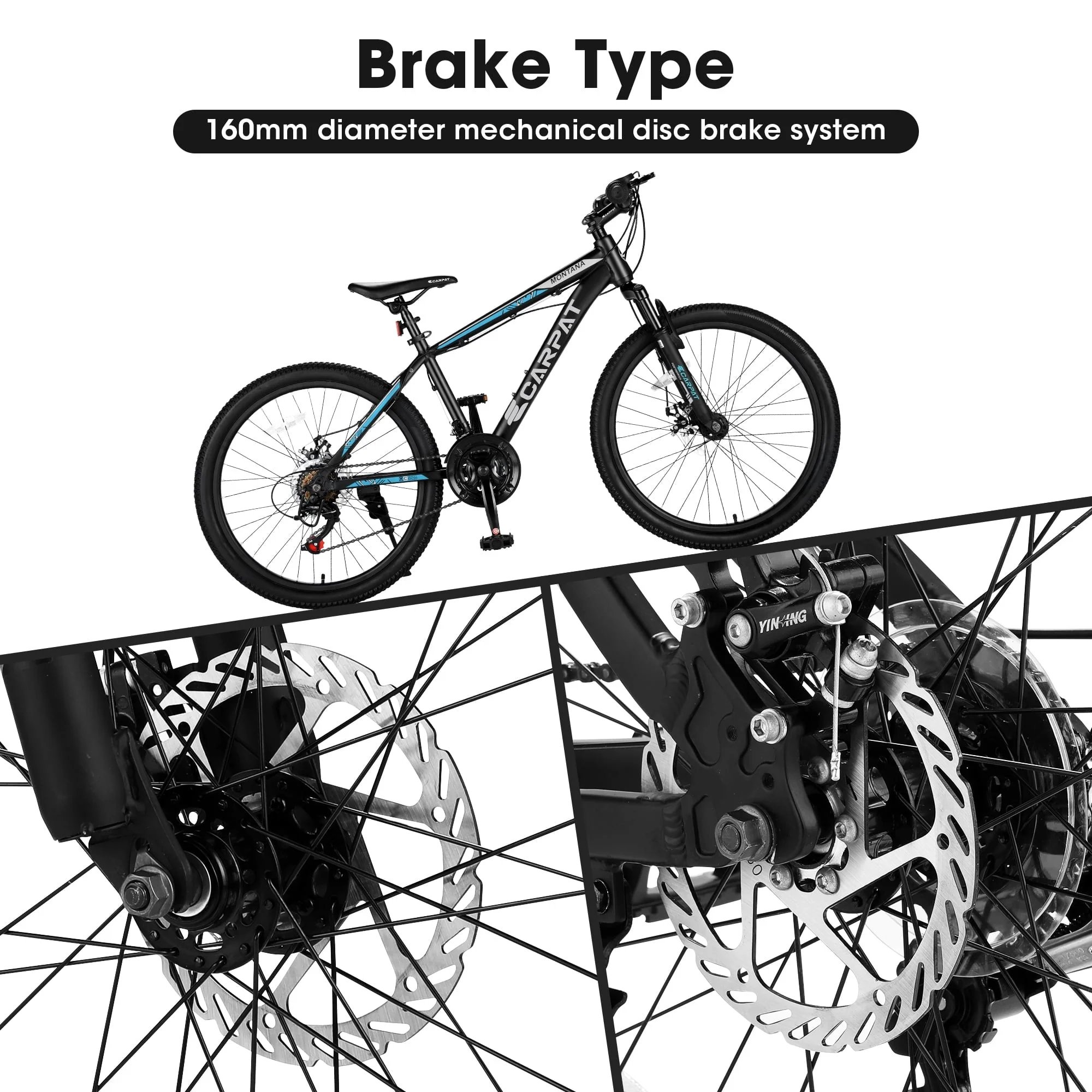 26" Mountain Bike, Aluminum Mountain Bike for Adult with Disc Brakes & Suspension - Image 2