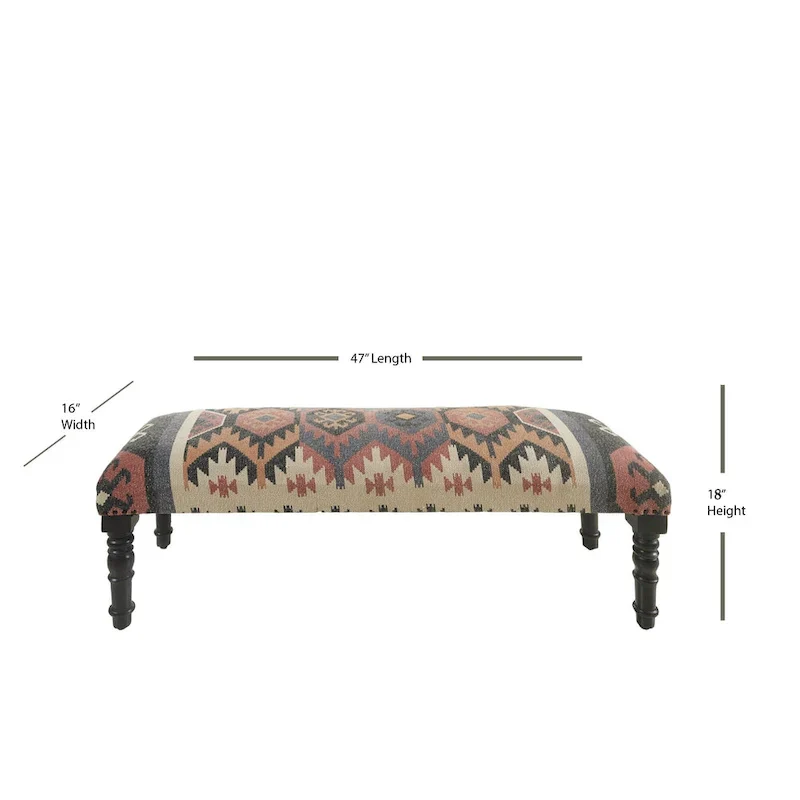 47-Inch Multicolored Southwestern Rectangular Bench