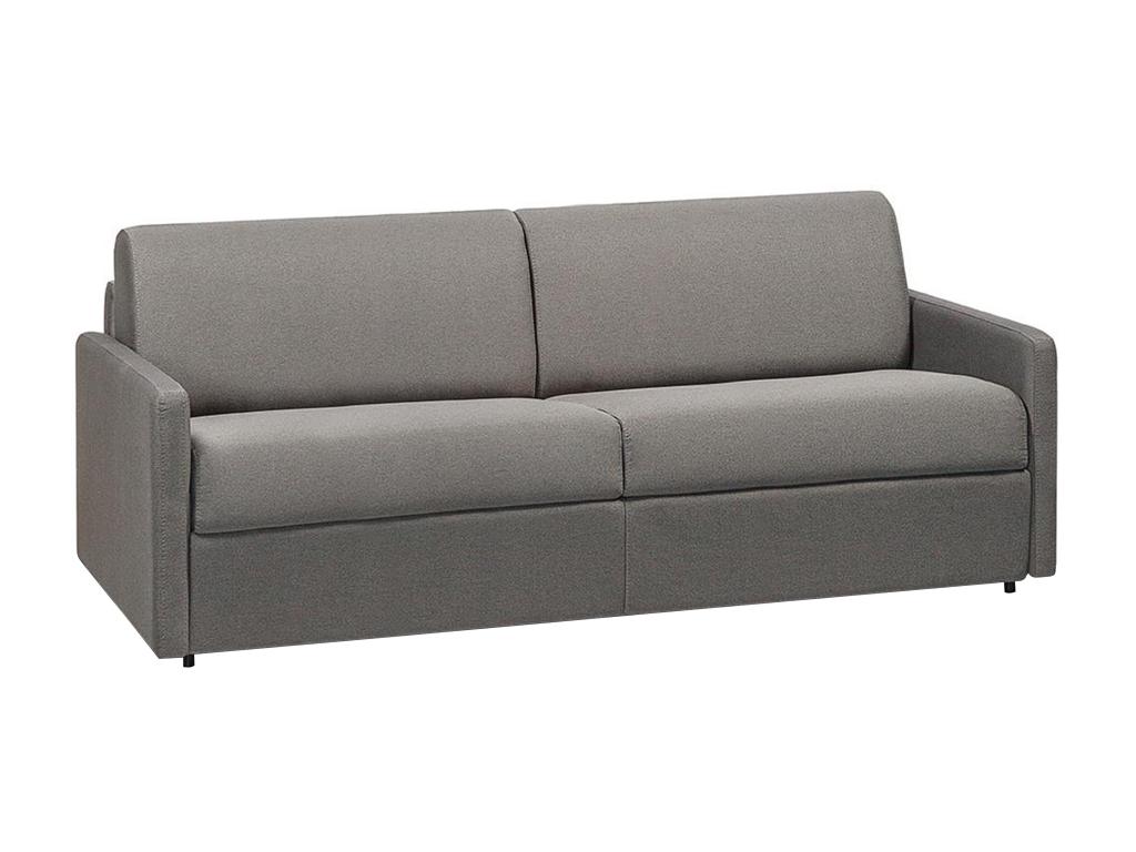 Sofá cama italiano 4 plazas de tela CALIFE - Gris claro - Cama 160 cm - Colchón 18 cm