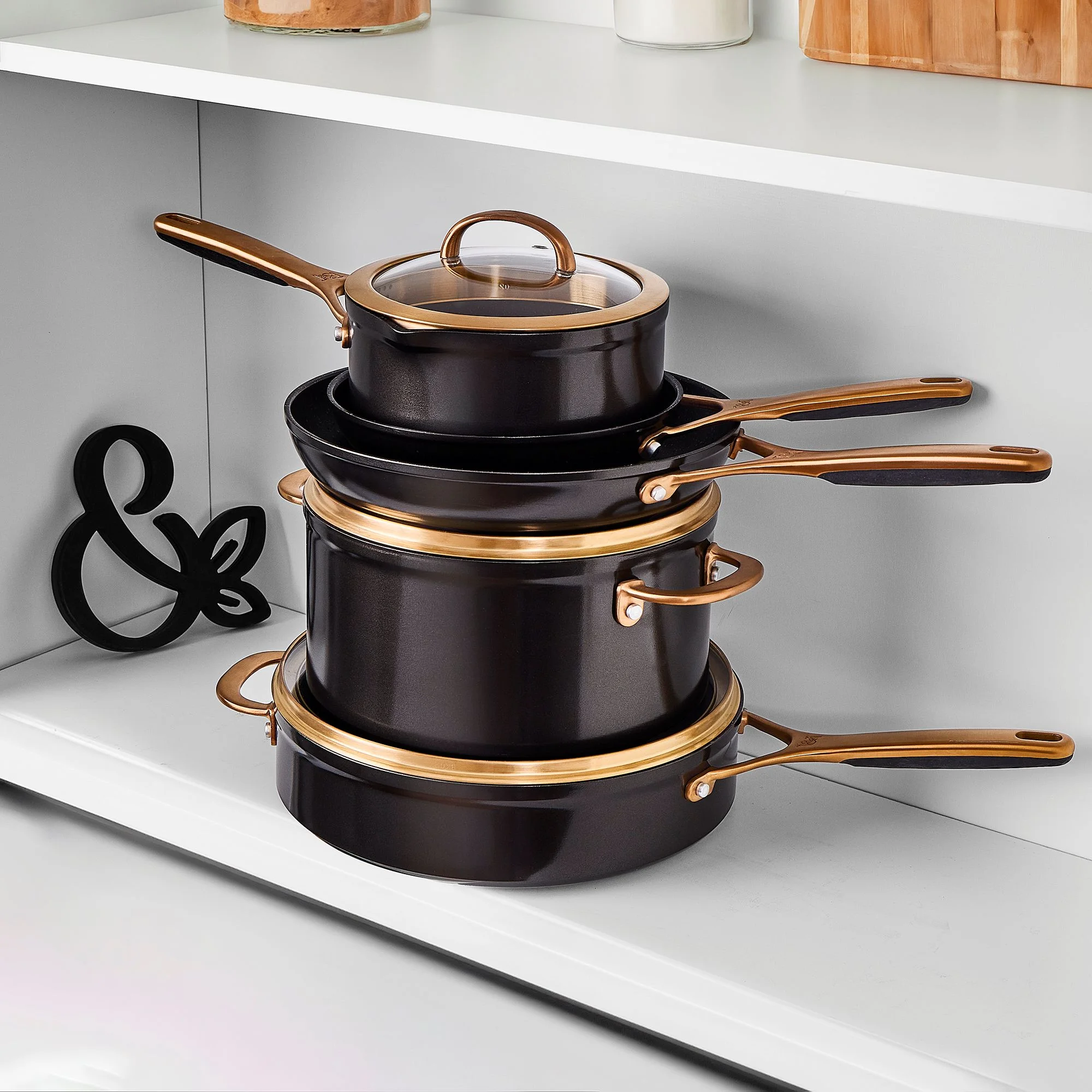 Thyme & Table Supreme 12-Piece Non-Stick Cookware Set, Pots and Pans Set- Bronze - Image 16