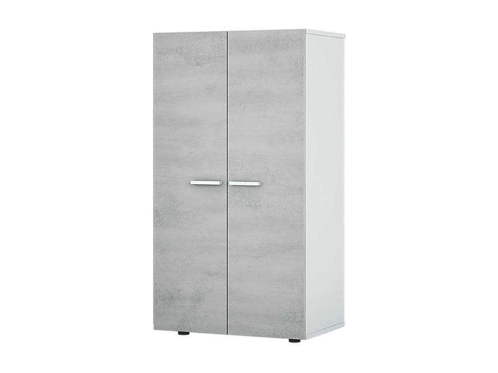 Armario multifunción Nestliq - Zapatero con 2 puertas - Mueble bajo con 6 baldas - Zapatero bajo moderno - 55x36h103 cm - Blanco y Cemento