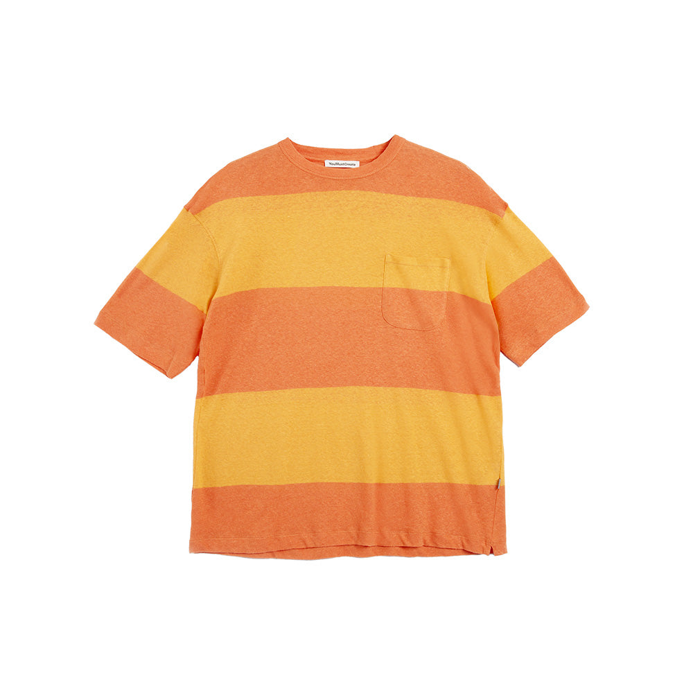 YMC - T-shirt Triple - Orange Rayé