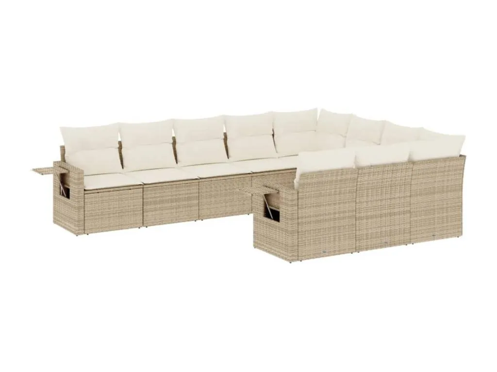 Juego de sofás jardín con cojines beige 10 pzas ratán sintético xwcl75670