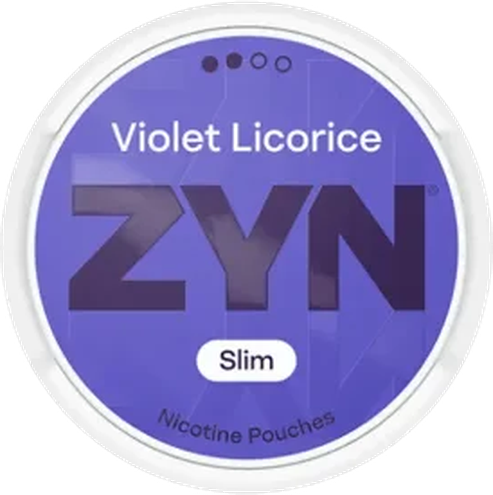 ZYN Violet Liquorice 6.5mg nicotine pouches — Slim Moist Pouch can with 20 strong violet liquorice pouches