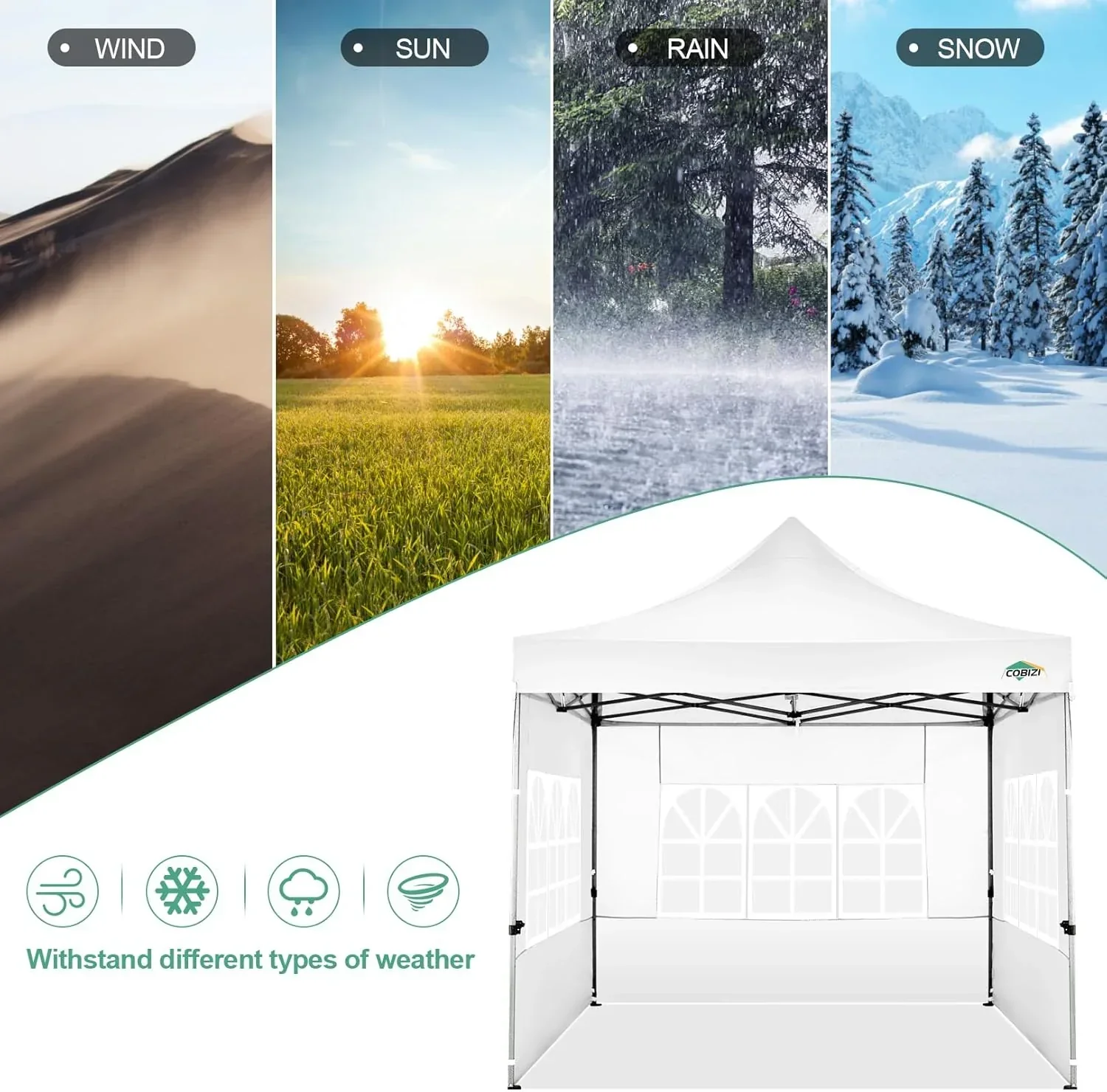 COBIZI 10x20 Heavy Duty Pop up Canopy Tent 6 sidewalls Commercial Canopy Wedding Party Tents