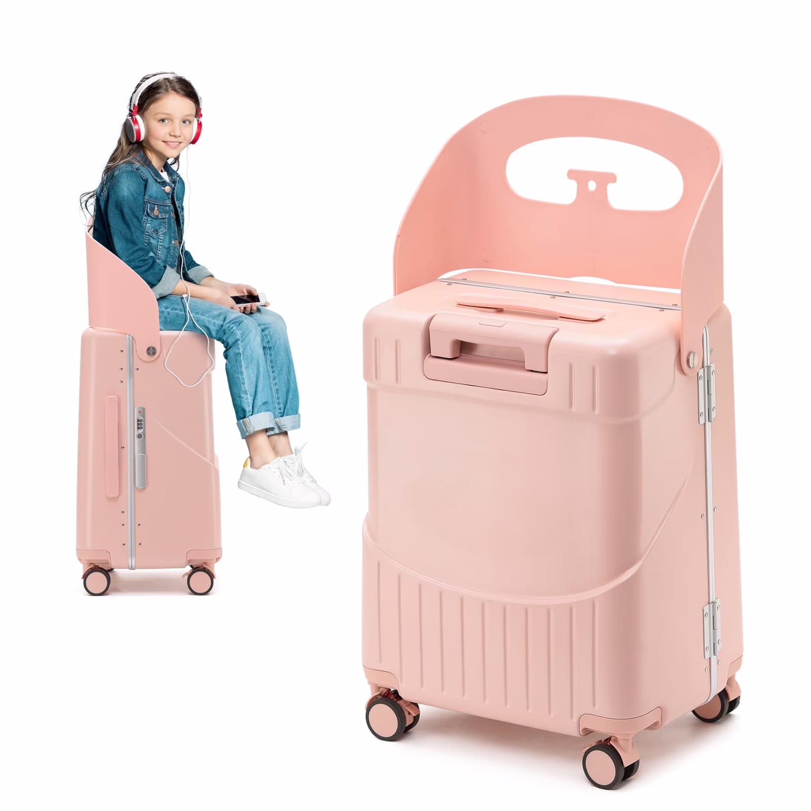 22 Inch TSA Lock Luggage with for Kids& Adult,Check in Lockable Spinner Wheels Free Luggage Cover and Safety Seatbelt Travel Suitcase - Image 5