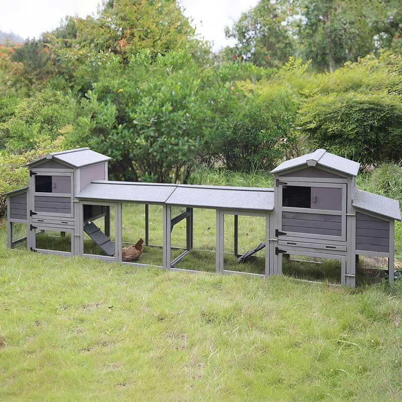MEDEHOO 80" Mobile Chicken Coop with Wheels - Weatherproof Wooden Hen House, Outdoor Poultry Cage & Nesting Box Run, Expandable Design - Image 5