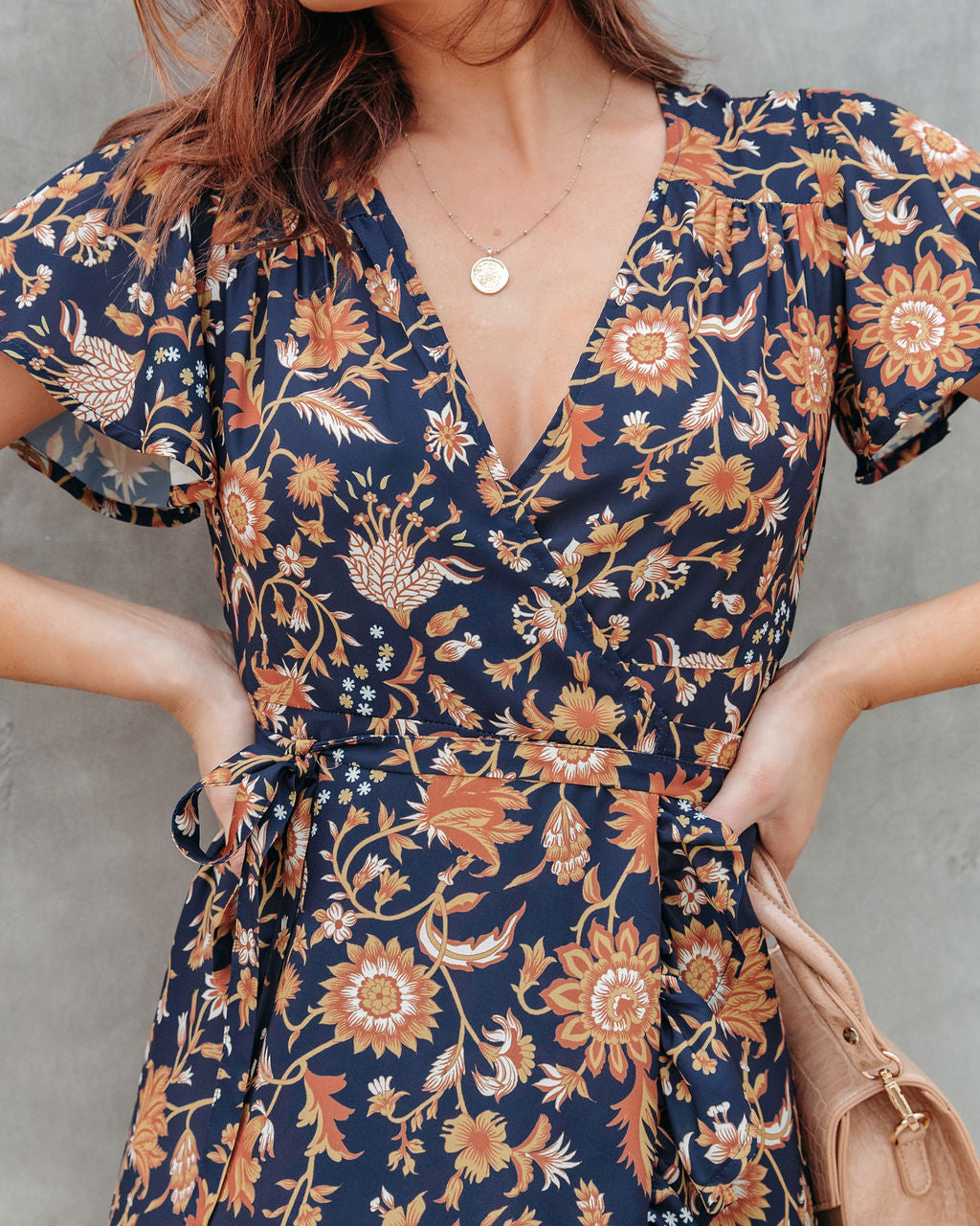 Find The Sunshine Floral Wrap Midi Dress - Se7enfashion