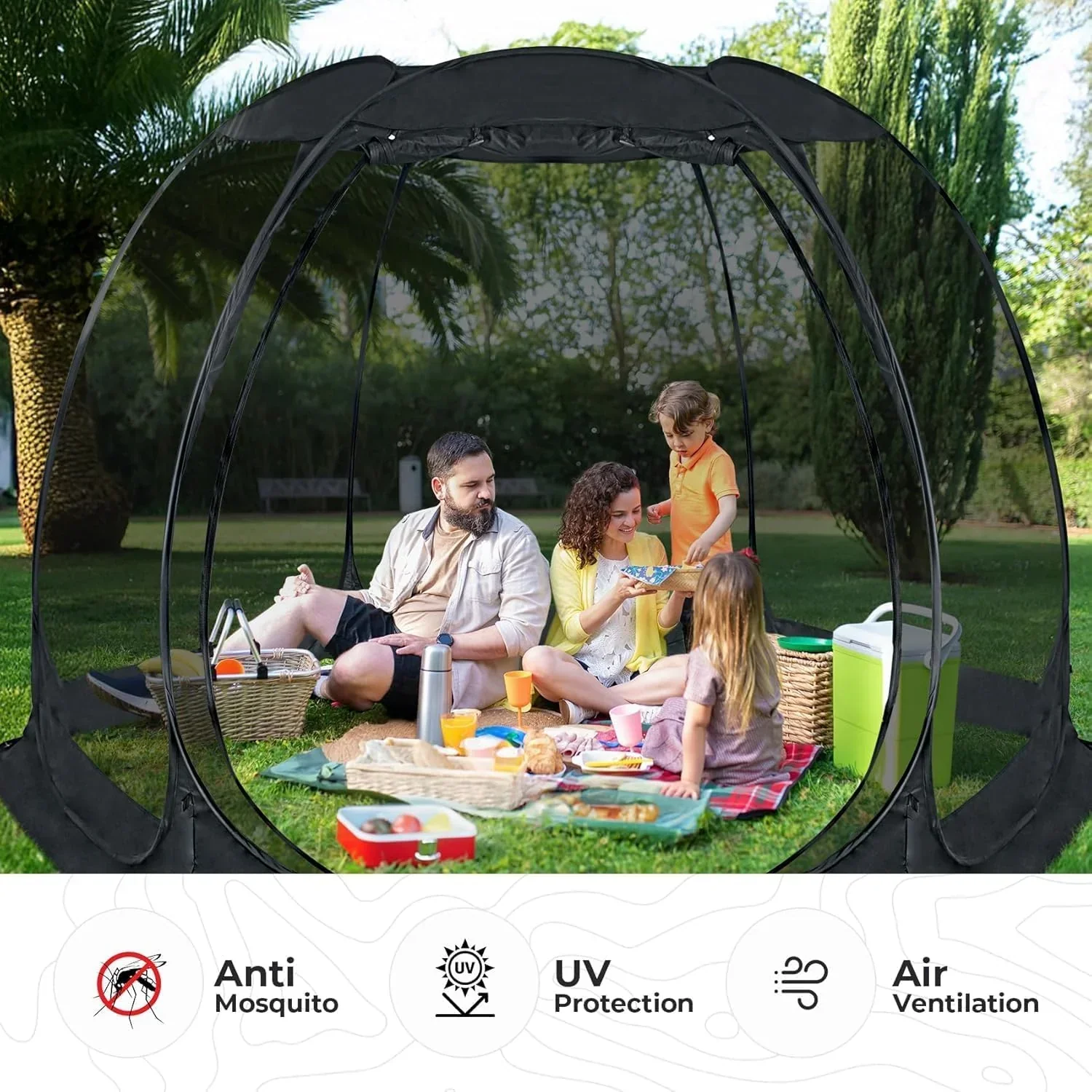 Screen gazebo sleeps 6-10-15 people Igloo-style canopy tent mosquito net on the sides Perfect