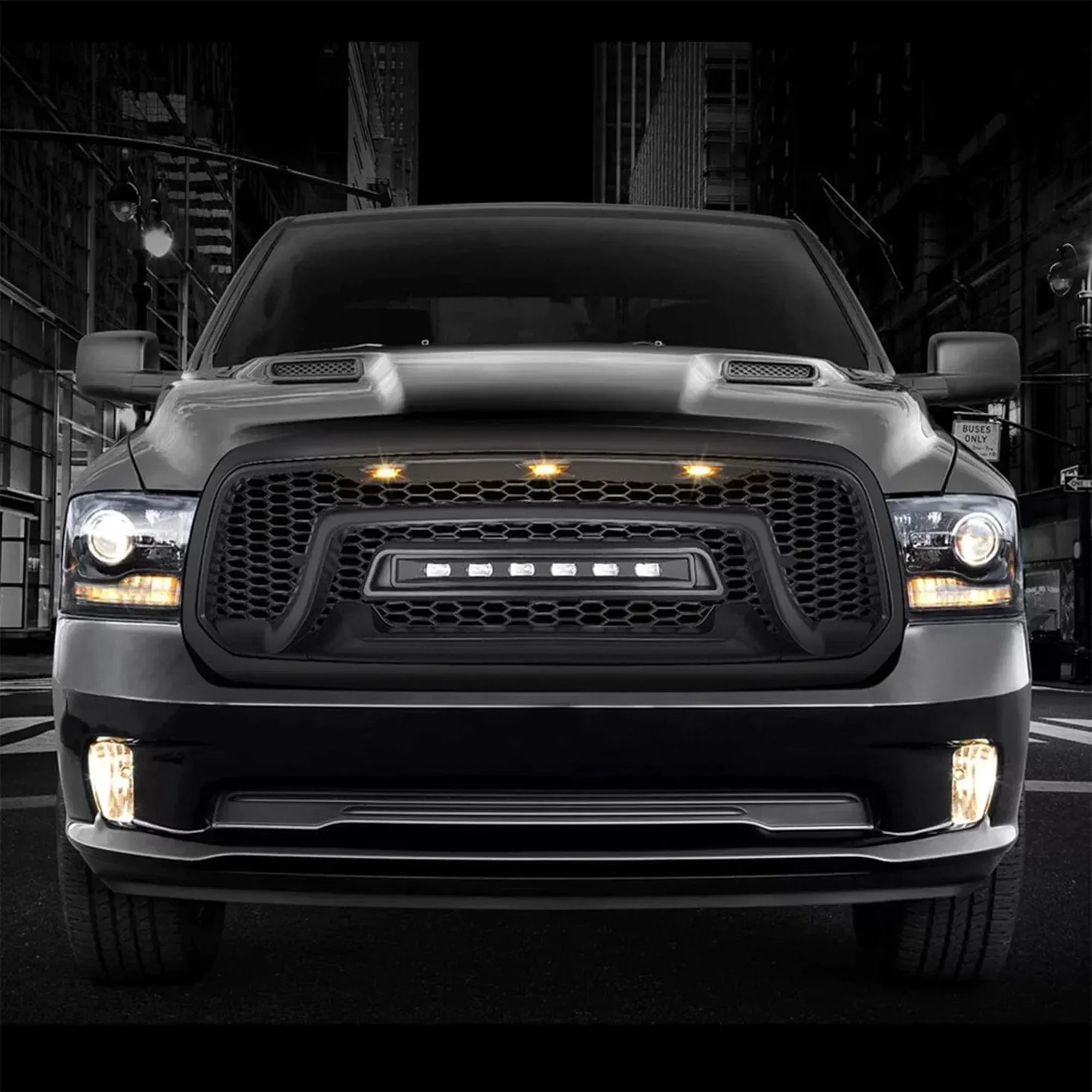 AMERICAN MODIFIED Armor Grille With Off Road Lights For 11-16 Ford F250/F350/F450/F550 Super Duty