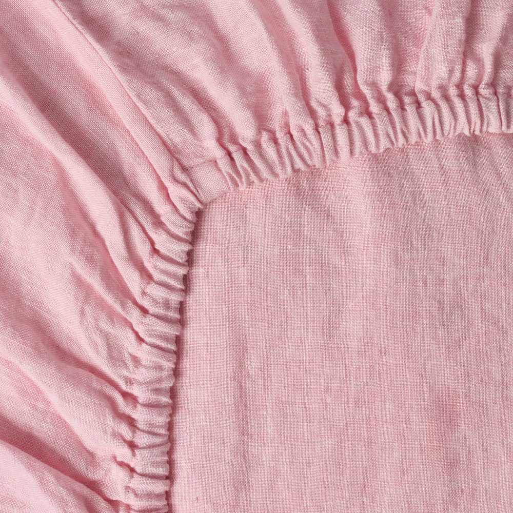 Drap housse en lin lavé - Rose Granité