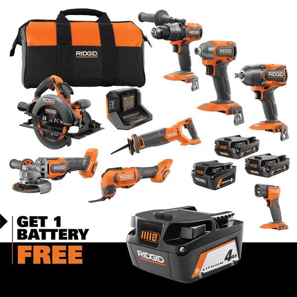 18V Brushless 8-Tool Combo Kit w/ (2) 2.0 Ah and (1) 4.0 Ah MAX Output Batteries. Charger. FREE 18V 4.0 Ah Battery