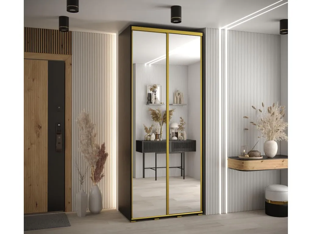 ARMARIO Decoencanto 2 DE PUERTAS CORREDERAS 235.2/120/45 2 puertas (Negro/Negro/Oro)