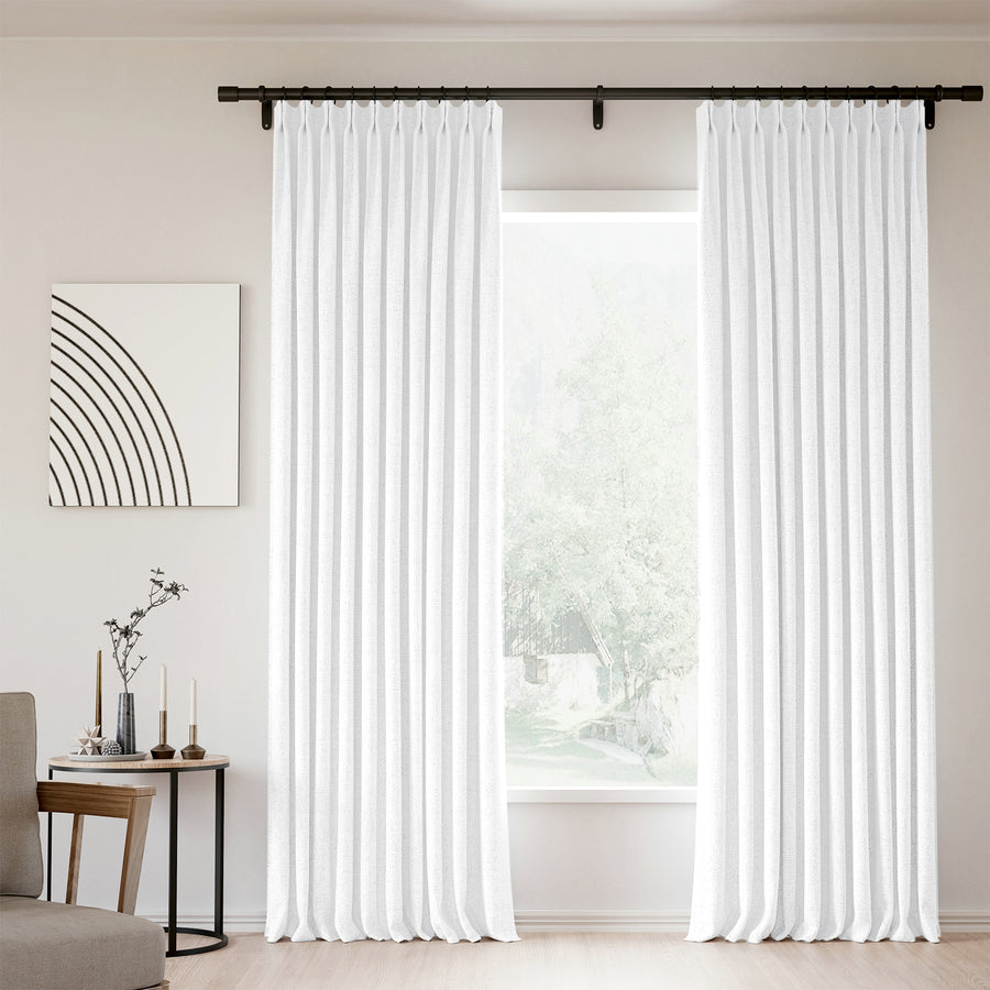 Lille Linen Blackout Curtains Pinch Pleated Memory Trained Drapes for Bedroom Living Room Home Hotel
