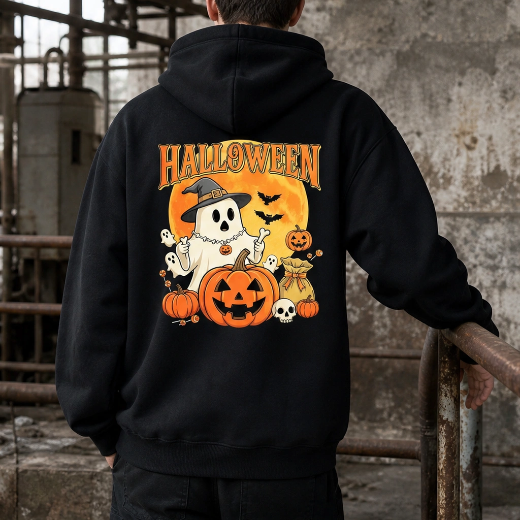 Halloween Party Hoodie — Love Pumpkin Spooky Print Unisex Sweatshirt for Family Matching, Fall Winter Casual Pullover TeeThreads Sustain the Scene with Custom Apparel
