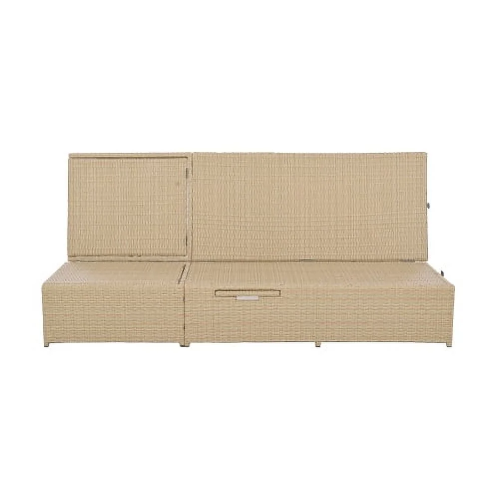 Harper & Bright Designs Rattan Outdoor Double Lounge Chaise 2-Person PE Wicker Outdoor Patio Sunbed with Canopy Cover for Backyard Garden Balcony, Beige+Black - Image 50
