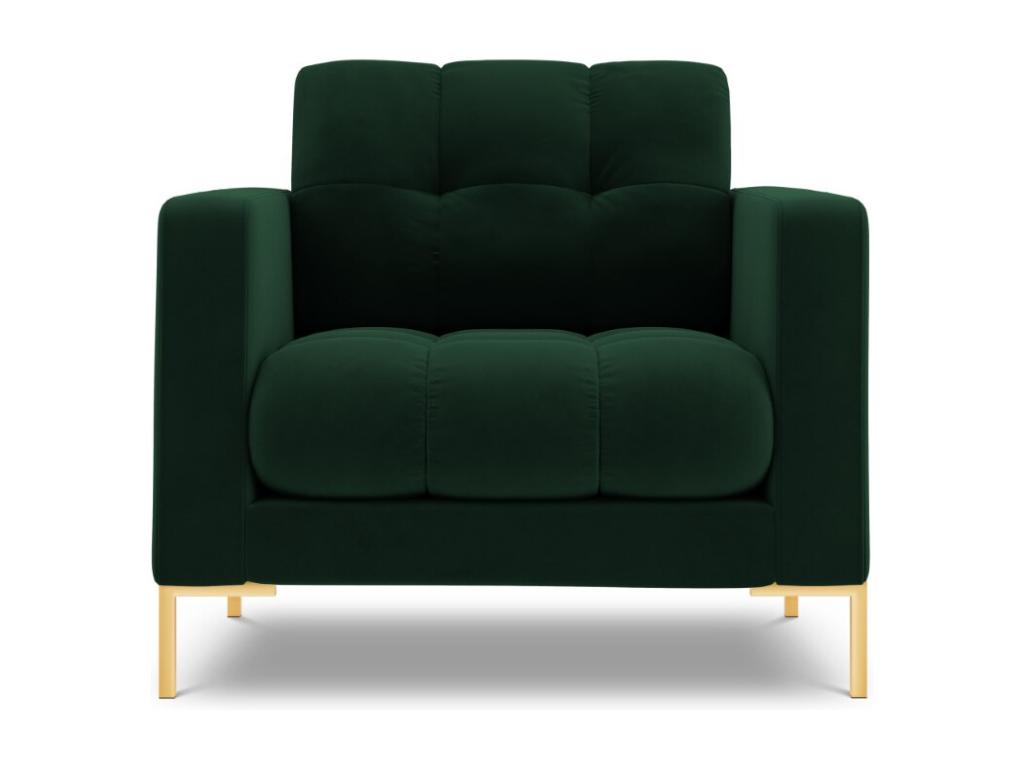 hogvips - Sillón "Bali" de terciopelo verde botella - 87x92x75cm