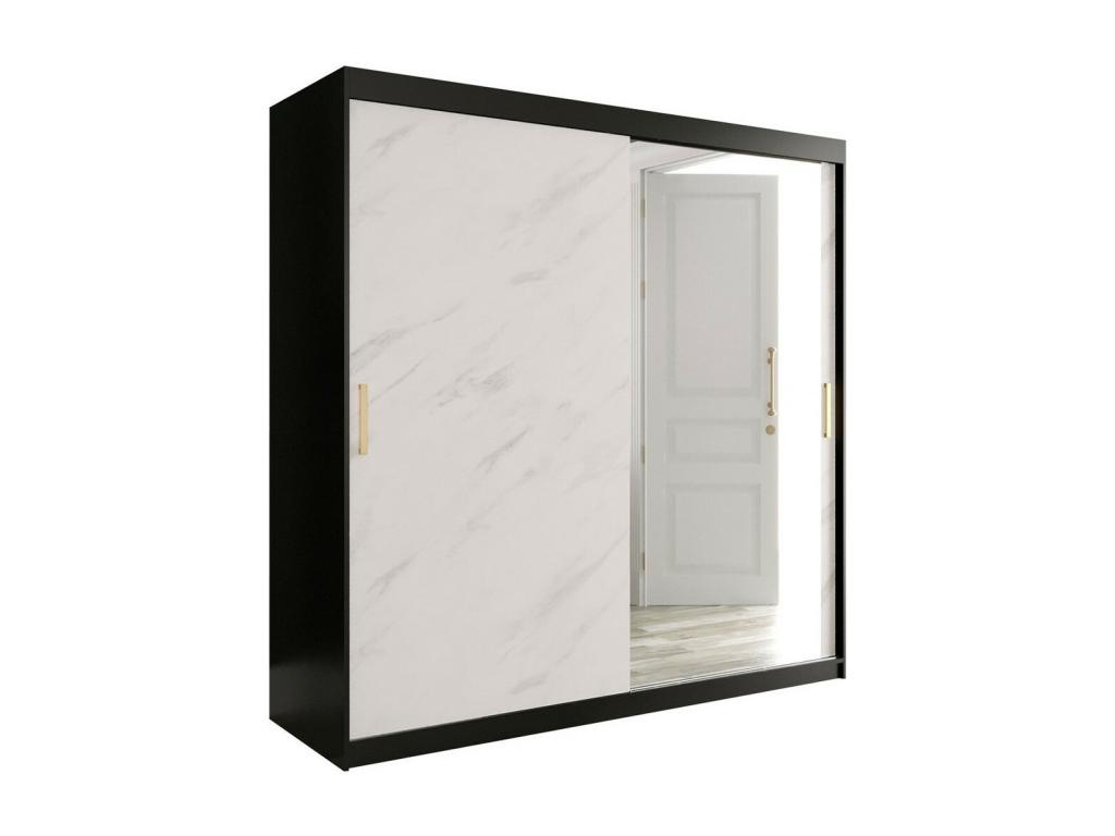 Armario Hominor 262 - Negro mate - Mármol blanco - 200x200x62cm - Número de estantes 7 00