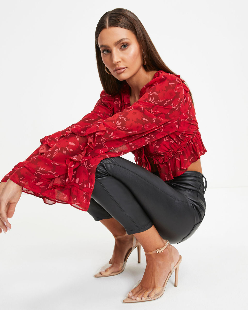 Valentine Floral Front Tie Top - Se7enfashion