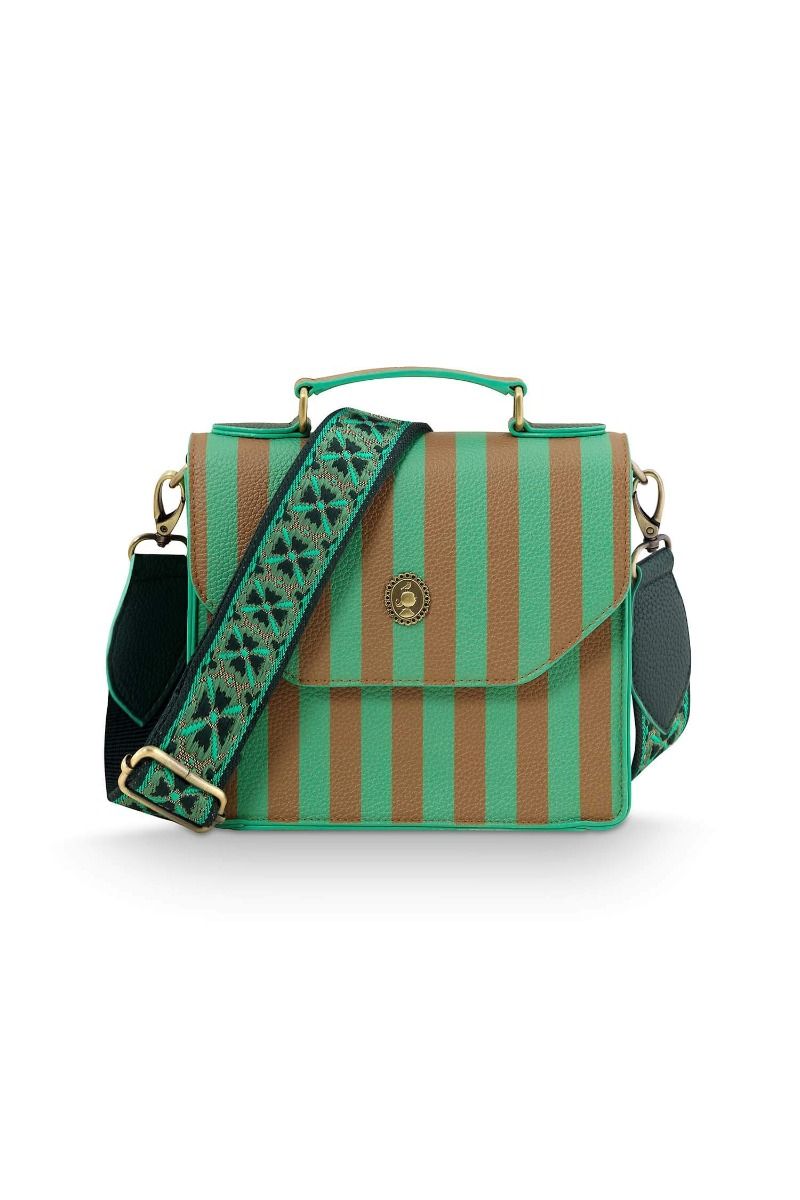 Frances Cross Body Bag Small Stripe Green