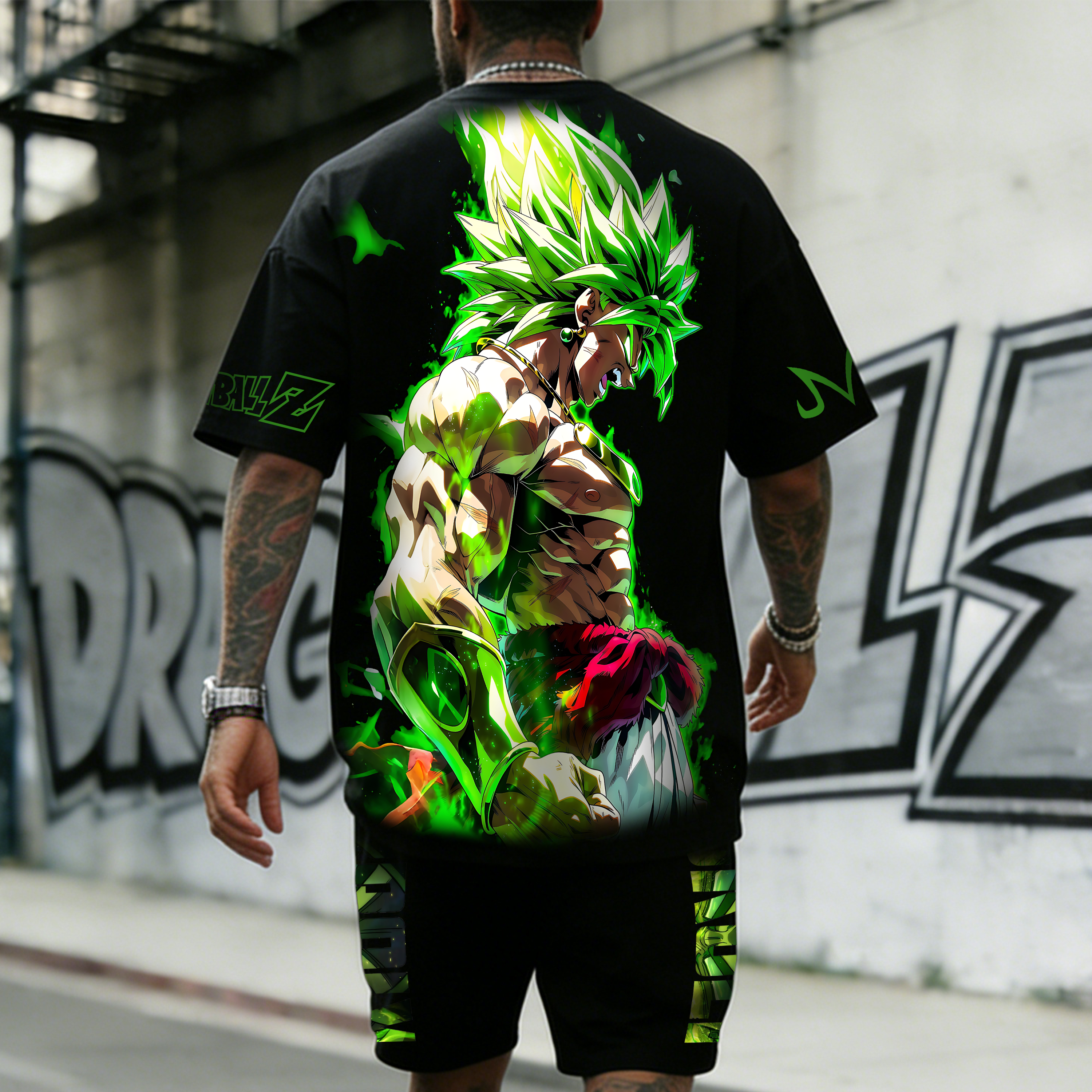 Unisex Anime Inspired Vintage T-shirt& Shorts 2 Pieces Set