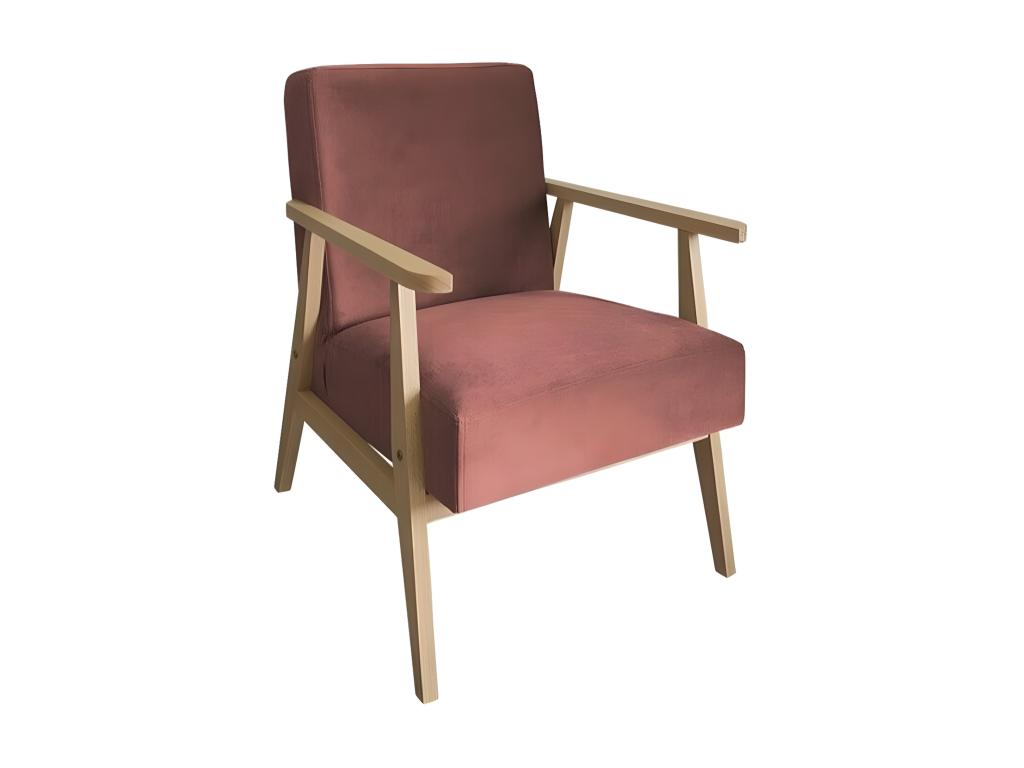 Sillón Clovis 100, Rosa, 76x59x67cm, Tapiz, Patas: Madera