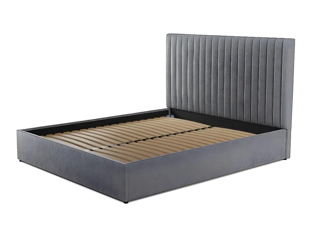 Canapé abatible 160x200 cm con cabecero - Tela - Gris Colchón - Mobtrendy wnqh11327