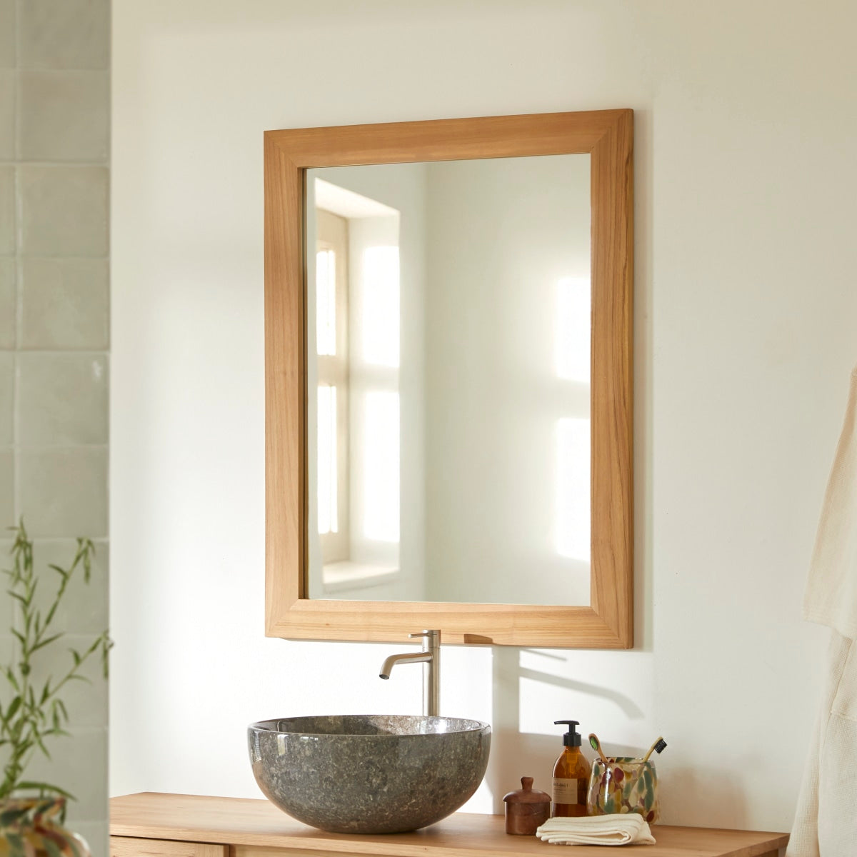 Tikamoon - Tona - Teakhouten spiegel 90x70 cm