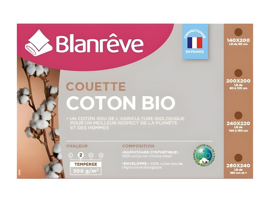 Couette tempérée Coton BIO - 300g/m² - 140x200cm
