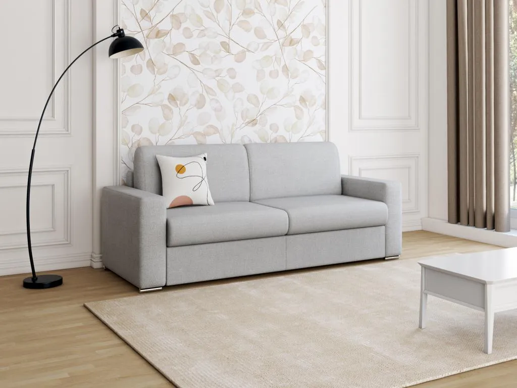 Sofá cama de 4 plazas de tela de apertura rápida Kavehomedeco - Gris - Cama de 160 cm - Colchón 16 cm con espuma con memoria de forma XJHR95085