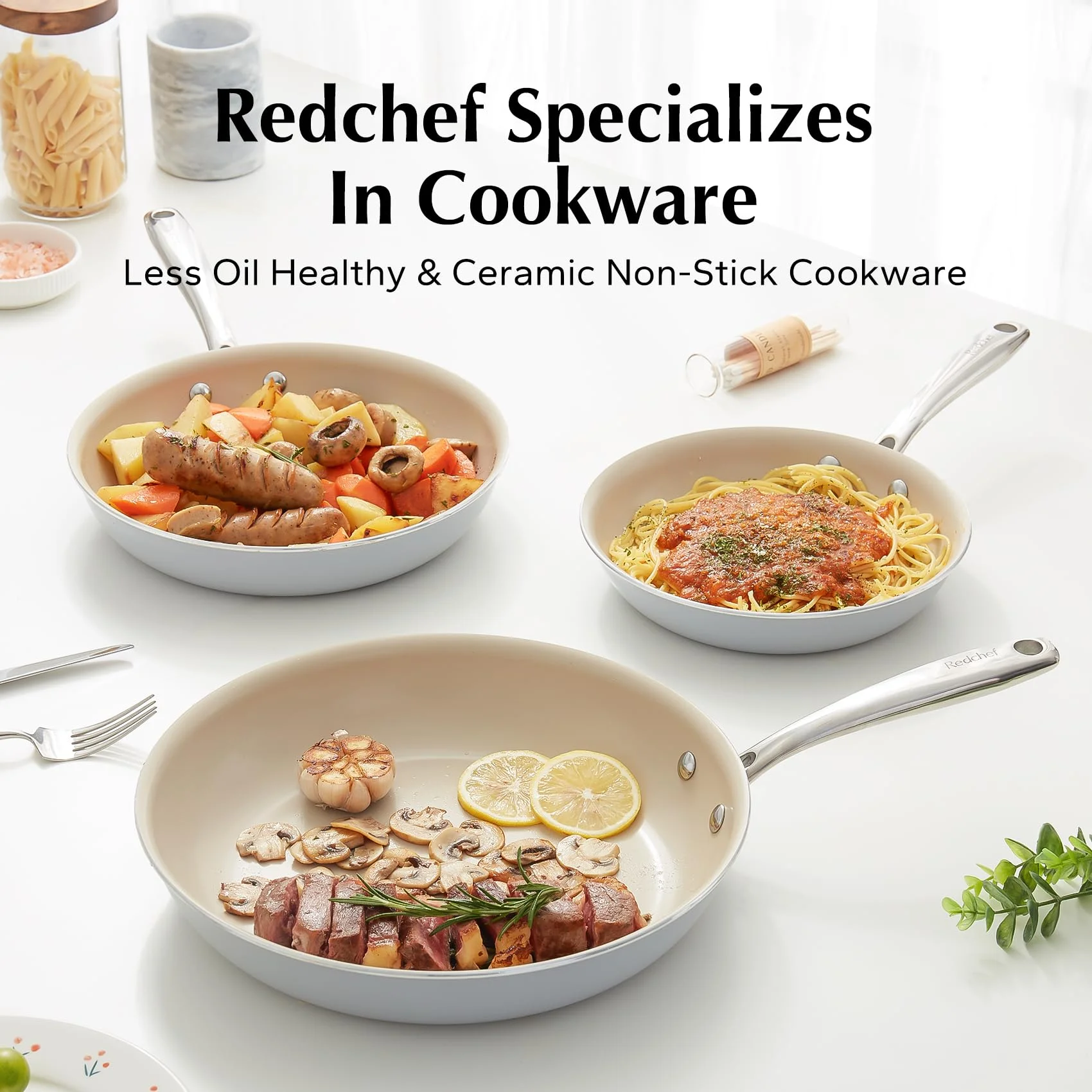 Redchef Non Stick Ceramic Frying Pan Set Ceramic Pans for Cooking Stainless Steel Handle - Image 21