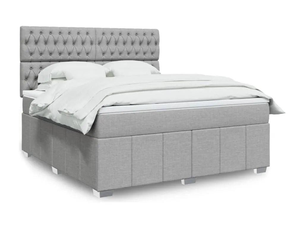 Cama box spring con colchón tela gris claro 180x200 cm yxo3522324