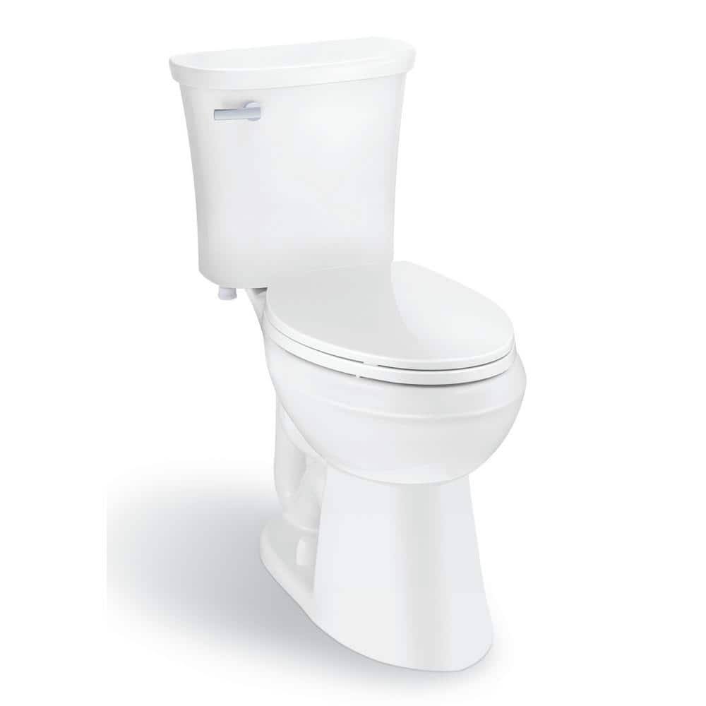 Glacier Bay Power Flush 2-Piece 1.28 GPF Single Flush Elongated Toilet in White with Slow-Close Seat Included (9-Pack)(9 Pack|12 Inch Rough In)
