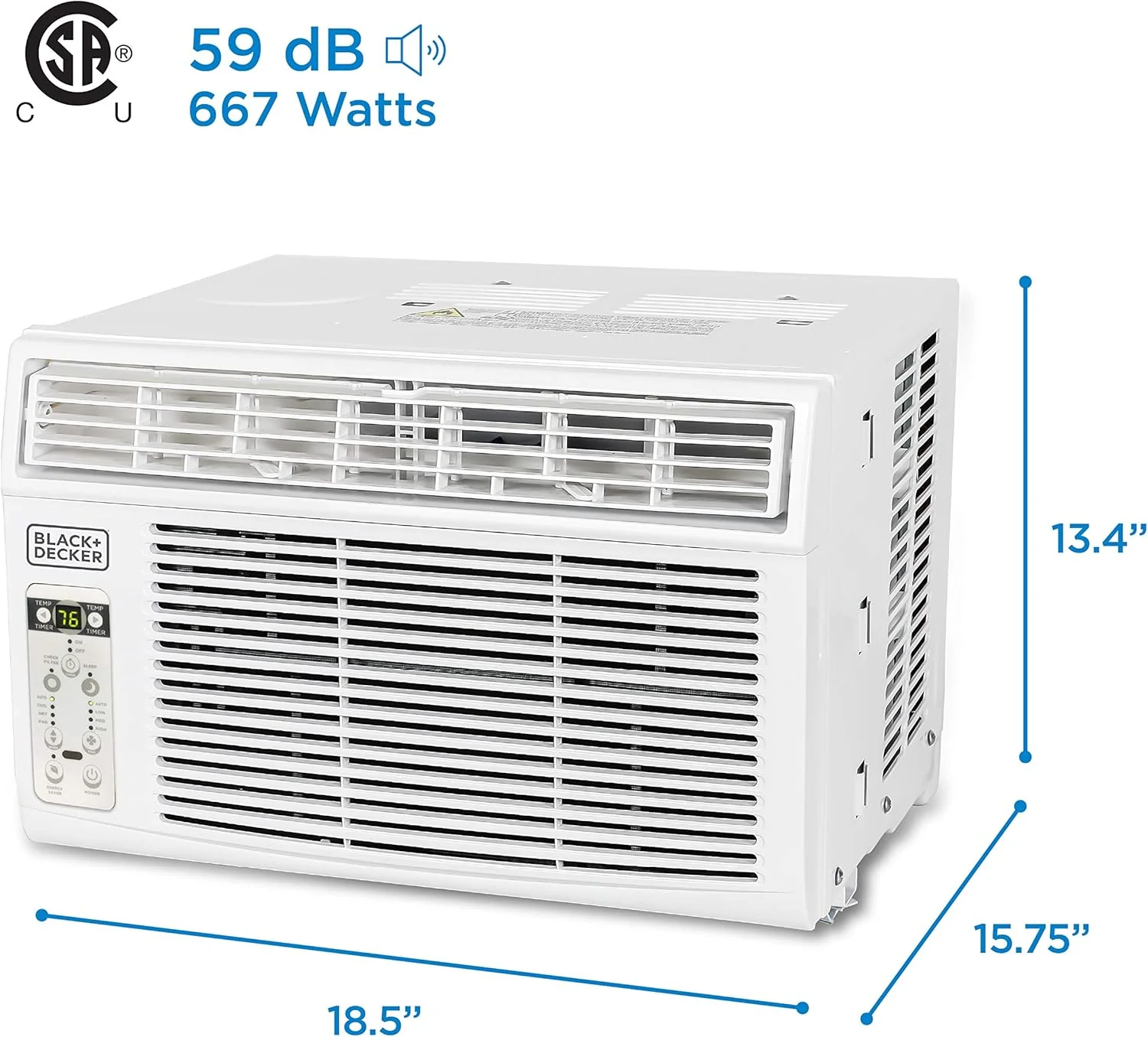 BLACK+DECKER Window Air Conditioner 5000 BTU, Cools Up to 150 Square Feet, AC Unit with Mechanical Controls, Manual Fan Only and Cool Settings, BD05MWT6, White