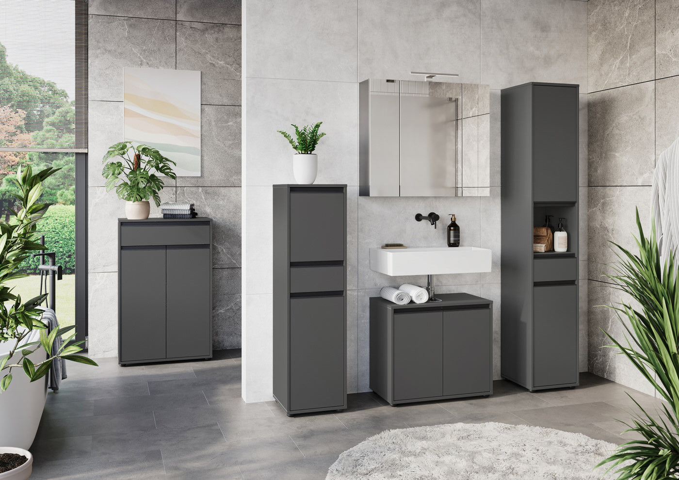 Germania Lemont Grafiet Wastafelonderkast 63 cm