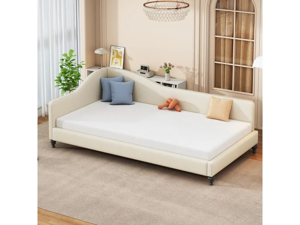 Sofá cama de 90x200 cm en tejido de Alkihogares - con somier - Beige