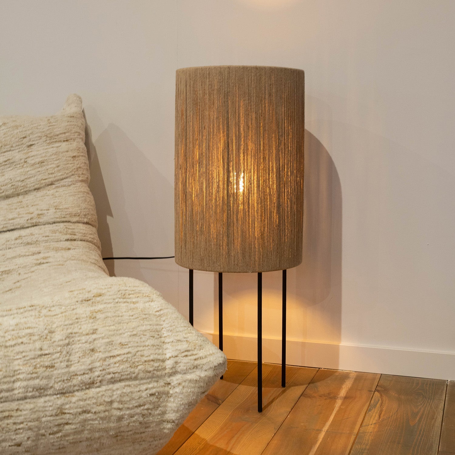 Atmooz Sintra Vloerlamp – Ø30x78cm – Zwart – Jute Kap – E27