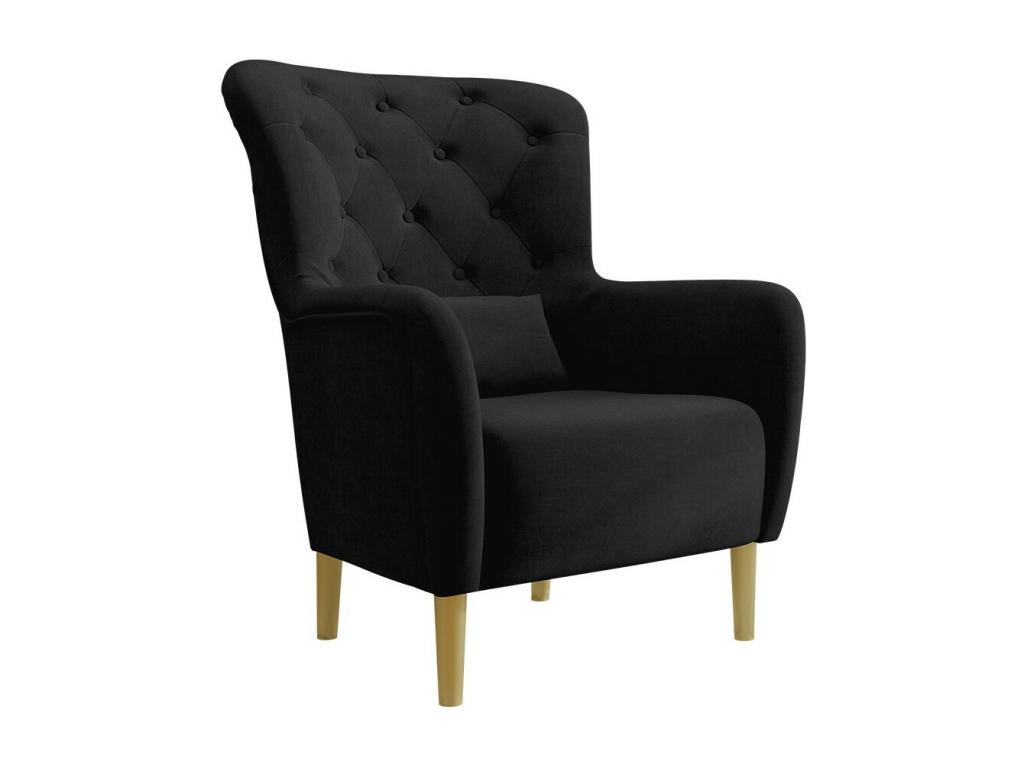 Sillón Confortzx 113 - Negro - 105x82x89cm - Tapiz - Patas Madera