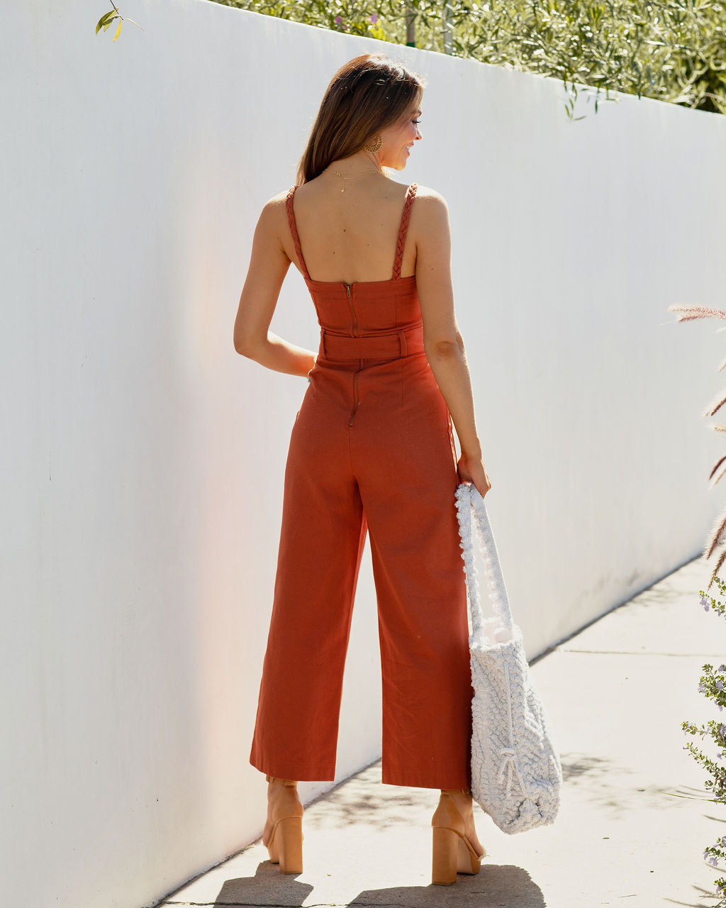 She Is Unstoppable Cotton Pocketed Jumpsuit - Rust - FINAL SALE - Se7enfashion