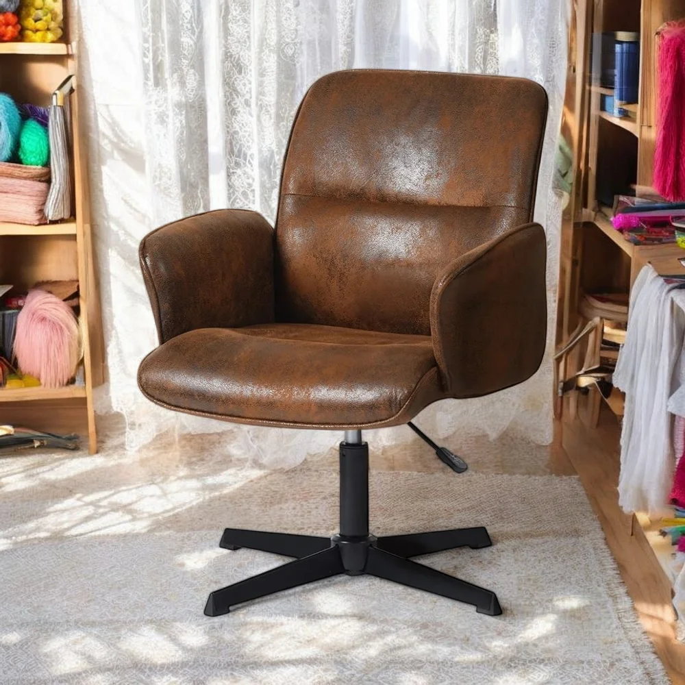 Homy Casa Home Office Desk Chair, Cute Vanity/Makeup Criss-Cross Chair, Upholstered Adjustable Swivel Armchair for Women/Girls - Image 16