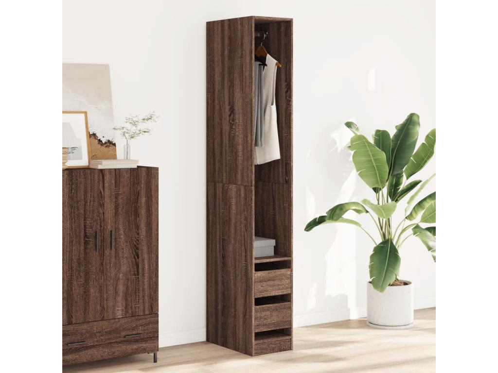 Armario roble marrón 30x50x200 cm madera contrachapada