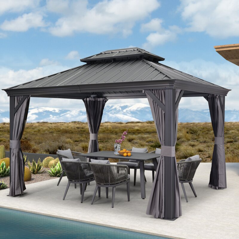 WAYFAIR Outdoor 12 Ft. W X 10 Ft. D Aluminum Patio Gazebo