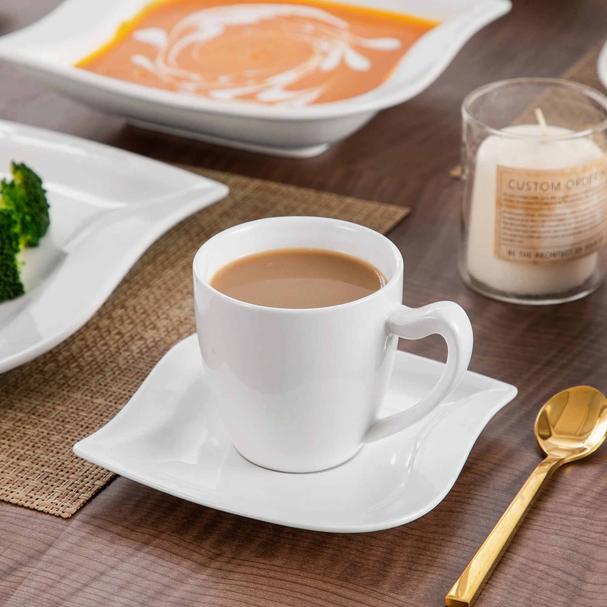 vancasso 36 pcs Dinnerware Sets, Plates and Bowls Set for 6, Porcelain Dinner Set, Marble Gray - Image 15