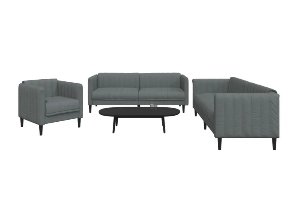 Juego de Sofás Confortables de 3 Piezas, tapizados en tela gris oscuro.  LR9880313