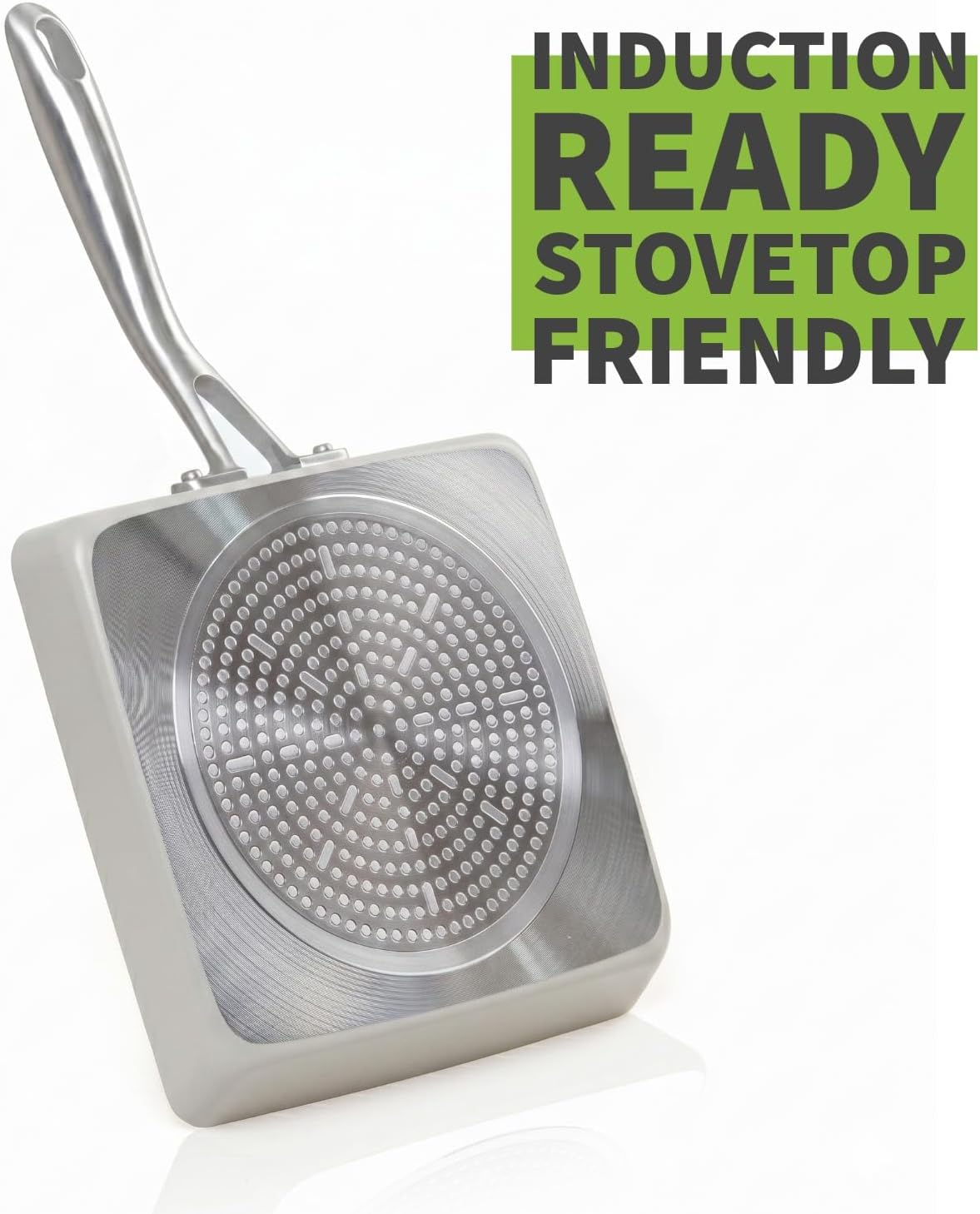 TeChef Collection | Ceramic Nonstick Egg Frying Pan, Nontoxic - Nontoxic - Free of PFAS, PFOA, PTFE, Made in Korea (Square Pan)