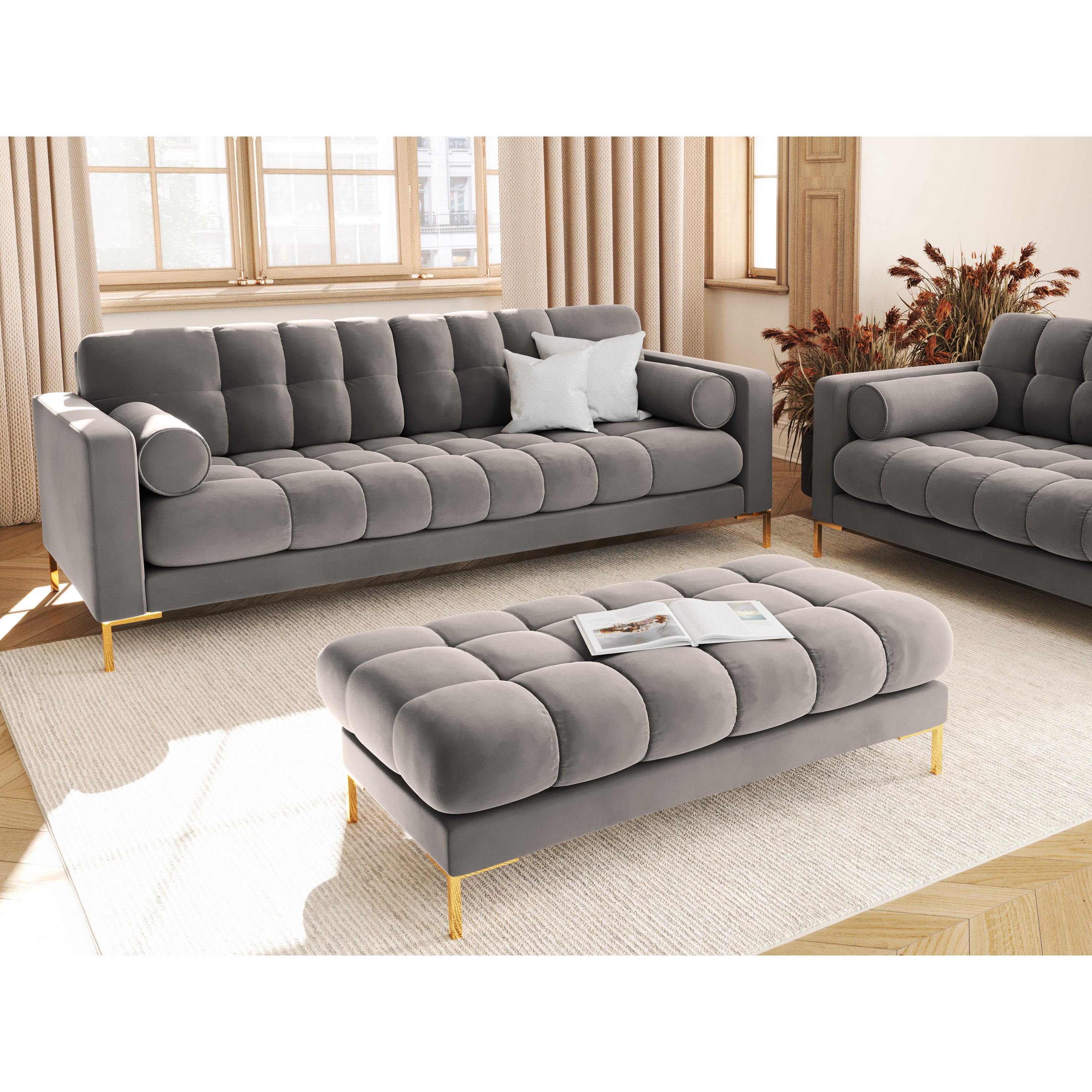 Cosmopolitan Design Bali 3-zitsbank - Grijs / Goud